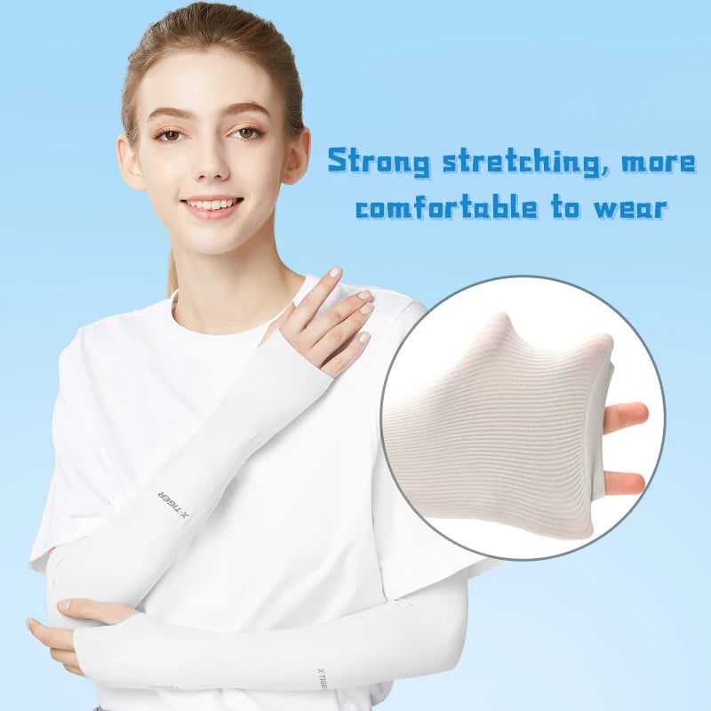 Arm Sleeves Ice Fabric Anti-UV Sunscreen Arm Warmers Men Women