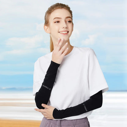 Arm Sleeves Ice Fabric Anti-UV Sunscreen Arm Warmers Men Women