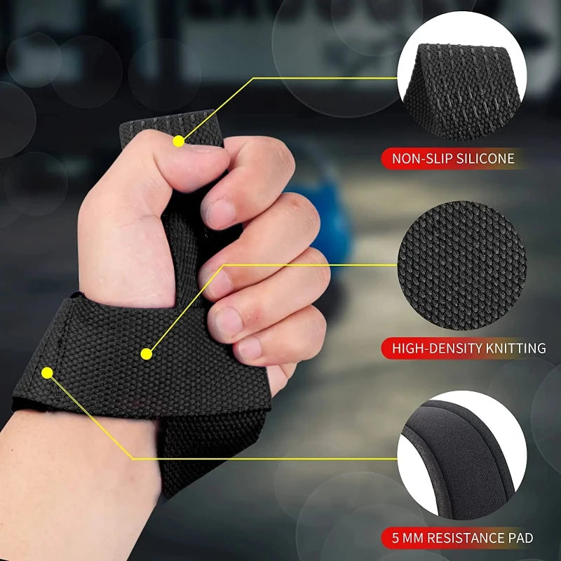 Weightlifting Straps Anti-Slip Silicone Lifting Wrist Support