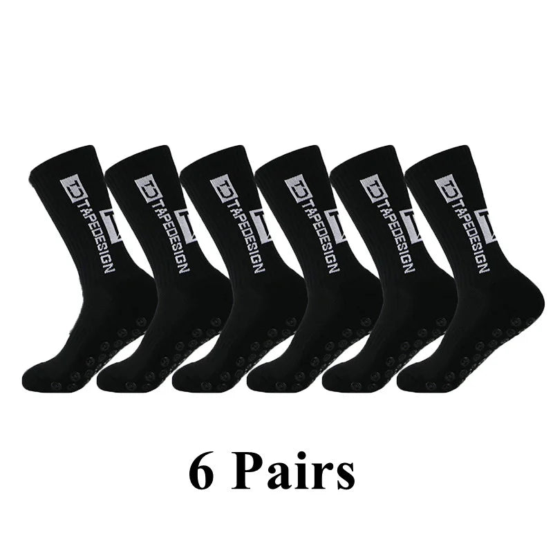 6Pairs/Lot 2024 New ANTI SLIP Tapedesign Football Socks