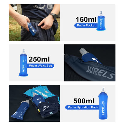 1pc150ml/250ml/500ml Outdoor Collapsible Silicone Bite Size Water Bottle